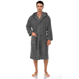 Hooded Robe Cotton Terry Cloth Bath Robes for Men XS to 4X